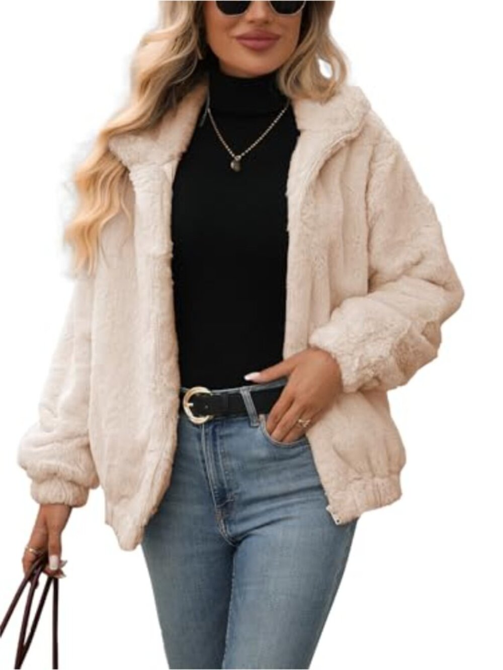 Faux Fur Coat Women's Warm Full Zip Fleece Jacket